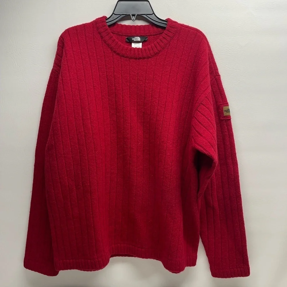The north face men’s wool sweater size L red